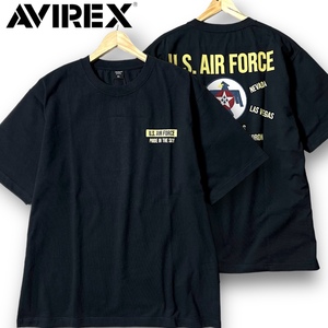 新品 AVIREX アヴィレックス 速乾コットン混素材 アメリカ空軍モチーフ 刺繍 プリント アップリケ 半袖 Tシャツ 3134052 XL 春夏 ◆B3490