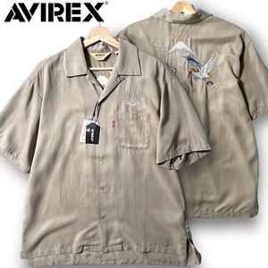 新品 AVIREX アヴィレックス 定価1.4万 MIDWAY テンセル素材 背面刺繍 半袖 開襟 オープンカラーシャツ 3123011 XL 春夏 ◆B3627