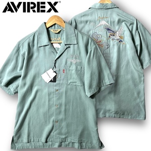 新品 AVIREX アヴィレックス 定価1.4万 MIDWAY テンセル素材 背面刺繍 半袖 開襟 オープンカラーシャツ 3123011 L 春夏 ◆B3626