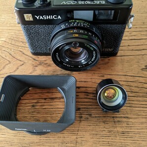 YASHICA ELECTRO35 CCN ヤシカエレクトロ35+hamaフード+外付ファインダー ジャンク品の画像6