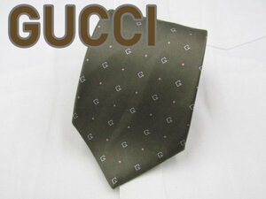 【グッチ】 OC 314 グッチ GUCCI ネクタイ 緑系 ドット柄 ブランドロゴ スクエアドット プリント