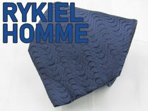 【リキエル】 OC 320 リキエル RYKIEL HOMME ネクタイ 青系 波柄 ジャガード