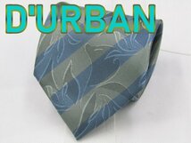 【ダーバン】 OC 334 ダーバン D'URBAN ネクタイ 青系 ストライプ 植物柄 ジャガード_画像1