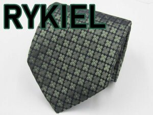 【リキエル】 OC 358 リキエル RYKIEL HOMME ネクタイ 緑系 植物ドット ジャガード