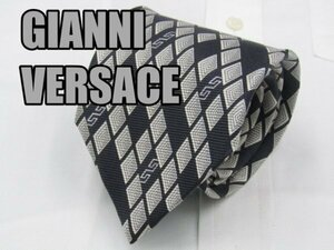 【ヴェルサーチ】 OC 392 ジャン二ヴェルサーチ GIANNI VERSACE ネクタイ 紺 黒系 ジオメトリック プリント