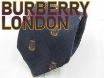 【バーバリー】 OC 449 バーバリー BURBERRY LONDON ネクタイ 紺色系 ブランドロゴ ジャガード_画像1