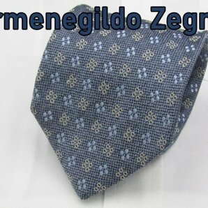 【ゼニア】 OC 411 エルメネジルド・ゼニア Ermenegildo Zegna ネクタイ 紺系 ドット 花柄 ジャガードの画像1