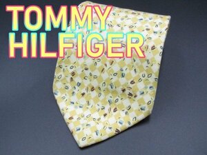 【トミーヒルフィガー】 OC 426 トミーヒルフィガー TOMMY HILFIGER ネクタイ 黄系 市松模様 植物柄 ブランドロゴ プリント