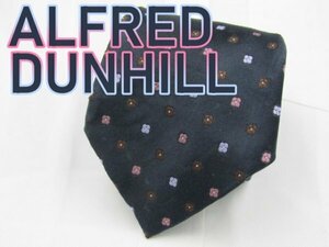 【ダンヒル アルフレッド・ダンヒル】 OC 526 アルフレッド・ダンヒル ALFRED DUNHILL ネクタイ 黒色系 花柄ドット ジャガード