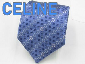 【セリーヌ】 OC 520 セリーヌ CELINE ネクタイ 青色系 チェーン ブランドロゴ ジャガード