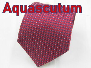 【アクアスキュータム】 OC 487 アクアスキュータム Aquascutum ネクタイ 赤系 マイクロパターン ジャガード