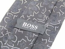 【大谷翔平がアンバサダーを務める ボス】 OC 497 ヒューゴボス HUGO BOSS ネクタイ 黒系 植物柄 プリント_画像3