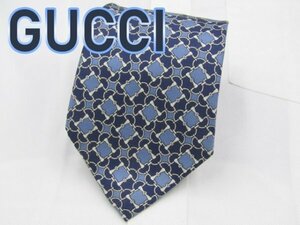 【グッチ】 OC 508 グッチ GUCCI ネクタイ 青系 チェーン プリント