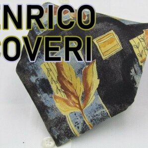 【エンリココベリ】 OC 592 エンリココベリ ENRICO COVERI ネクタイ 黒色系 植物柄 プリントの画像1