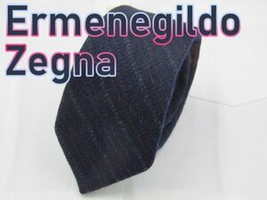 【ナロータイ 】【ゼニア】 OC 604 エルメネジルド・ゼニア Ermenegildo Zegna ネクタイ 紺色系 ストライプ ジャガード カシミア