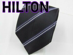 【ヒルトン】 OC 601 ヒルトン HILTON ネクタイ 黒色系 ストライプ ジャガード