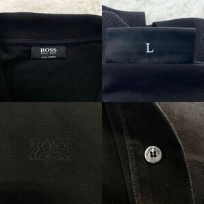 美品/Lサイズ●HUGO BOSS ヒューゴボス 半袖 ポロシャツ 最高級 PIMA COTTON 鹿の子 ゴルフウェア 紳士服 メンズ ブラック 黒 春夏◎の画像8