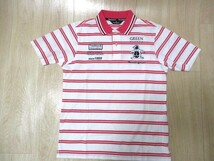 マンシング・ドライ半袖ポロシャツ・白×ピンク色・サイズM_画像1