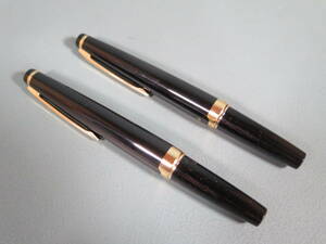 【筆記未確認】万年筆⑰ パイロットPILOT Elite 2本セット 黒 名入れあり MB13/MF11 ペン先 18K-750 SF★ エリート