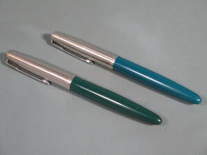 【筆記未確認】万年筆⑩ PARKER パーカー 21 2本セット グリーン/ブルーグリーン★USA製 緑 青