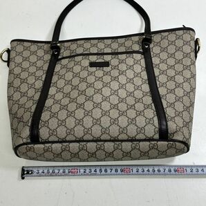 ♯【GUCCI】 グッチ 388929 520981 GG柄 PVC×レザー クロスボディ 2WAY ハンドバッグ ショルダー トート ブラウン系の画像9