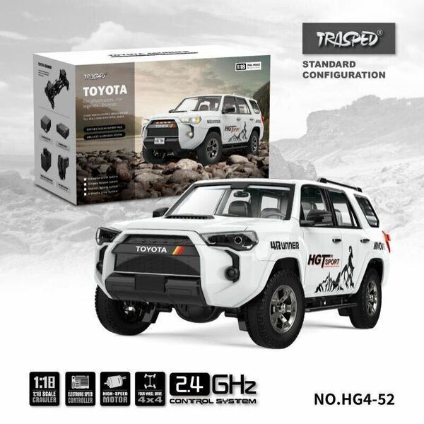 プレミアム ラジコン HG4-52pro トヨタ 4RUNNER 1/18スケール ロッククローラー LED シミュレート音 発煙 RC タミヤ 4WD TOYOTA TRASPED