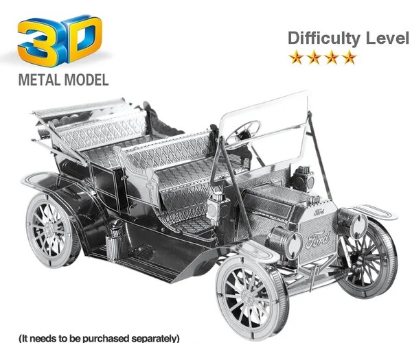 フォードT型ぽい車の平面3D金属パズルモデルキット/ダイイレーザーカットパズルジグソーパズル(A1フォード)