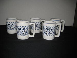 昭和レトロ　未使用　陶器 マグジョッキ　5個セット　　　　コーヒーカップ　アンティーク　レトロポップ　ティーカップ
