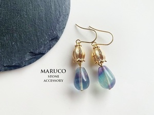 △MARUCO△PP400-337フローライトgradation DROP+鈴蘭*天然石ピアス ステンレス　【送料無料】*イヤリング+100円 樹脂ピアス+50円*　　