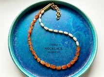 △MARUCO△NC400-589カーネリアンAPRICOT+White Pearl*天然石ネックレス *送料無料*_画像1