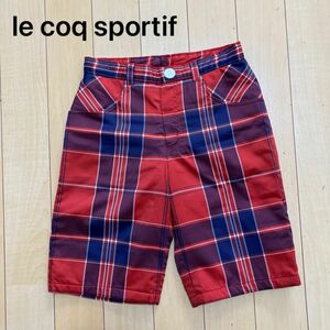 le coq sportif 中綿　ハーフパンツ　チェック　レッド　Sサイズ