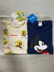 西松屋　未使用　Tシャツ　2枚　まとめ売り　130サイズ　ミッキー　スポンジボブ　ミッキーマウス　ディズニー　disney