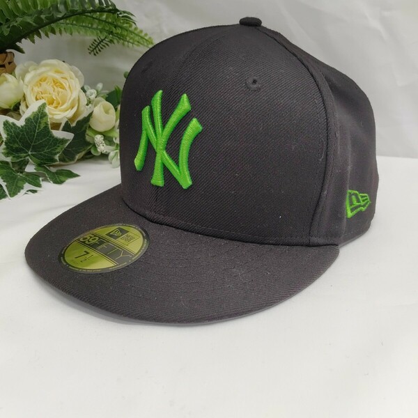 【1093】ニューエラ　NEWERA 59FIFTY NY 7 1/2 59.6cm ブラック　ネオンカラー　キャップ　ストリート