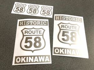 送料無料♪ ROUTE58 OKINAWA 002 ステッカー シルバー お得5枚セット ルート 66 世田谷ベース アメ車（数字文字変更可能）