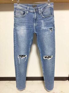 春夏用 伸縮性強め ZARA MAN ストレッチ ソフトデニム 38 30 スキニー ダメージ デニム メンズ パンツ ジーンズ 