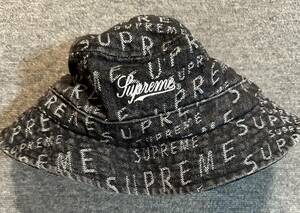 ★1000円スタート　21SS 　Supreme　Warp Jacquard Logos Denim Crusher　デニム　ジャガード　クラッシャー　シュプリーム　ハット　S/M★