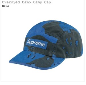 ★1000円スタート　21SS Supreme Overdyed Camo Camp Cap Blue　カモ　青　後染め加工　キャップ★