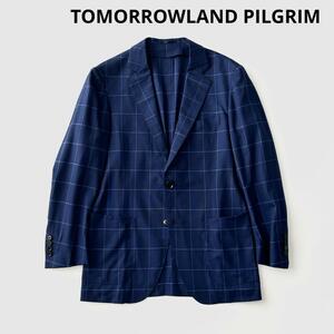 TOMORROWLAND PILGRIM トゥモローランド ピルグリム ロロピアーナ ウール シルク ホップサック シングル 2B ジャケット 46 ネイビー 紺