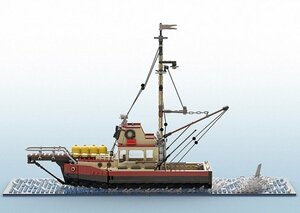 漁船模型1個 捕鮫船 レゴ 互換品 模型 展示にも♪ 超リアル 模型漁船 船 海 ハイクオリティ カッコイイ サメ 鮫 精密 カッコイイ 飾り