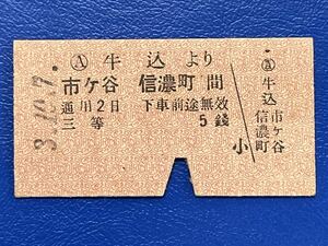 31 鉄道省 牛込より市ヶ谷 信濃町間 三等 5専　廃駅