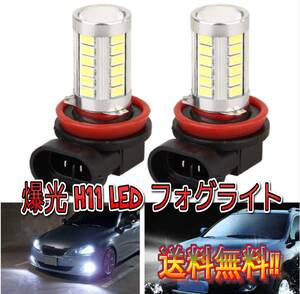 【送料無料】激安 H11 H8 LEDバルブ 33 SMD フォグライト プロジェクター