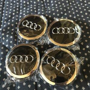 ★匿名配送★ audi アウディ センターホイールキャップ 69mm 4個セット 純正互換品 艶ありブラック クロム ヤフオク最安値 翌日発送の画像1