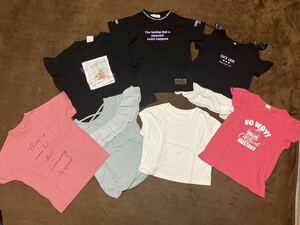130女の子Tシャツ７枚セットまとめ売り黒ガールズ