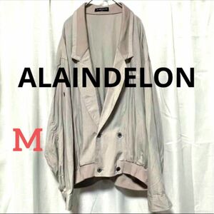 ALAINDELON Parisアランドロンパリス テーラード ブルゾン ジャケット アウター 異素材 レーヨン 麻 ベージュ M