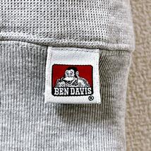 【美品】BEN DAVIS 刺繍ロゴ ハーフジップ 半袖 プルオーバー　ベンデイビス　グレー　L アメリカ古着_画像8