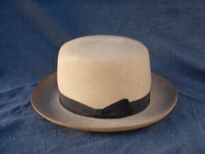アンティーク 昭和初期 パナマハット パナマ帽 中折れ帽子 GENUINE PANAMA メンズ レディース 帽子 本パナマ パナマ帽子 中折れハット