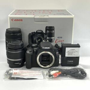 【3M76】1円スタート Canon / DS126271 EOS Kiss X4 ダブルズームキット キャノン イオスキッス EF-S 18-55mm 55-250mm デジタル一眼