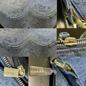 【4A19】1円スタート CHANEL / 7407578 シャネル セミショルダーバッグ ココマーク 総柄プリント クリアロゴチャーム ブルー デニム の画像10