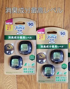 車用 金のファブリーズ 消臭成分最高レベル　クリーンフレッシュ　2個入り × 2個セット　消臭成分を従来の約2倍配合