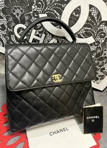 ◆◇ 極上美品 シャネル CHANEL ケリーバッグ ハンドバッグ ヴィンテージ シール あり ブラック × ゴールド マトラッセ 630 ◇◆